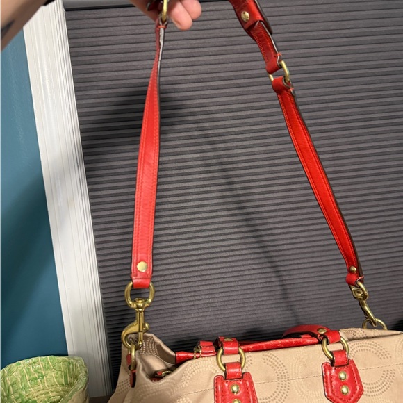 Coach orange leather &  Tan Fabric Women's Bag - Picture 4 of 7